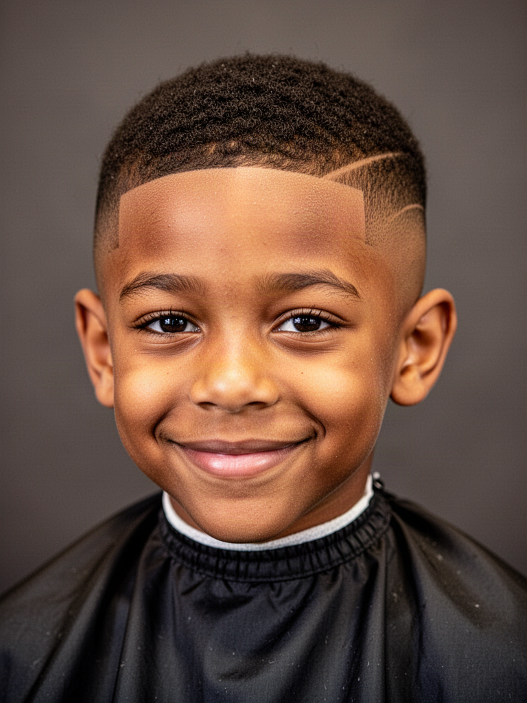 Young boy with a neat classic low taper haircut